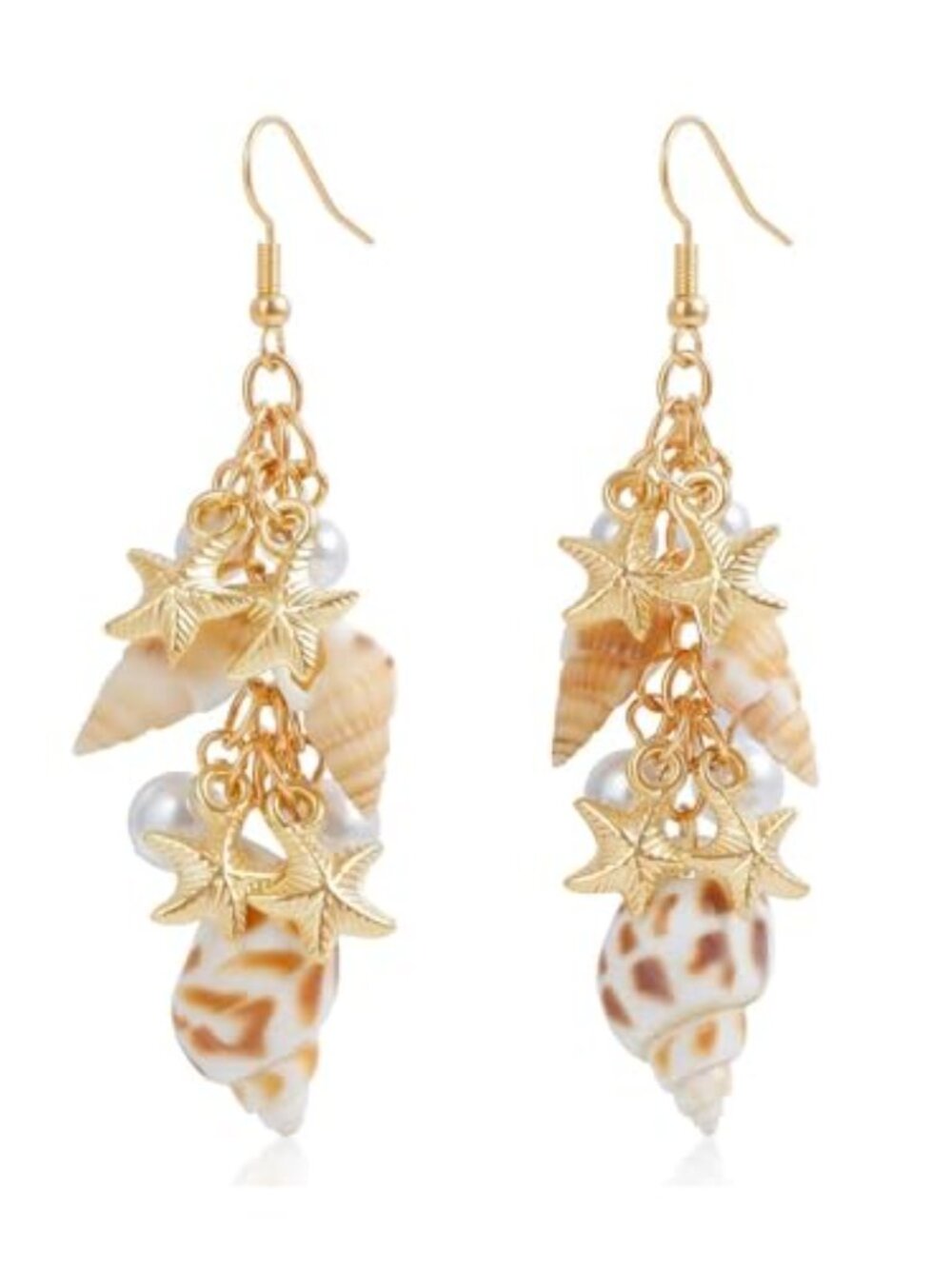 Starfish Ears for Women 925 Sterling Silver Hypoallergenic Seashell Pearl Sea